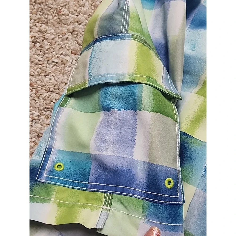 Tommy Bahama Baja Harbor Cove Blue Plaid Swimsuit Men's XXL Pockets‎ Liner Zip
